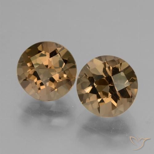 3.83 ct Round Checkerboard Smoky Quartz, 8 mm From Brazil, Photo A