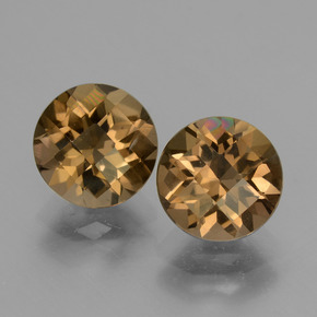 Gingerbread Brown Smoky Quartz Gem - 1.8ct Round Checkerboard (ID: 428084)