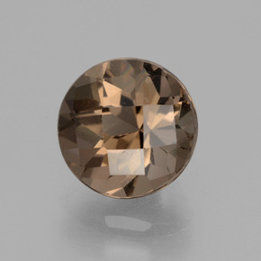 1.98 ct Brown Smoky Quartz Gemstone, Smoky Quartz Gem in Round Checkerboard Shape for Sale.