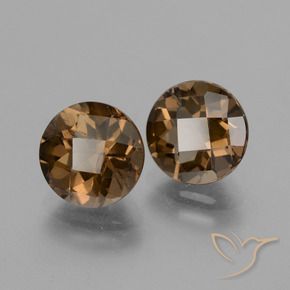 3.37 ctw Brown Smoky Quartz Stones, Natural Smoky Quartz in Round Checkerboard Shape for Sale