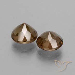 Smoky Quartz Gemstones in 8 mm (calibrated) Size for Sale, Smoky Quartz Stones in Medium-Dark Brown Color