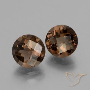 3.53 ctw Brown Smoky Quartz Stones, Natural Smoky Quartz in Round Checkerboard Shape for Sale