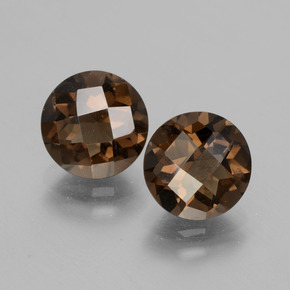 Chocolate Brown Smoky Quartz Gem - 1.8ct Round Checkerboard (ID: 428163)