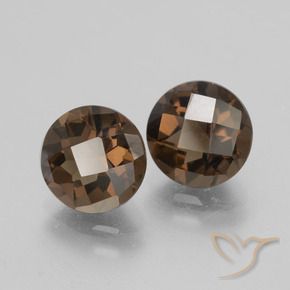 3.62 ctw Brown Smoky Quartz Stones, Natural Smoky Quartz in Round Checkerboard Shape for Sale