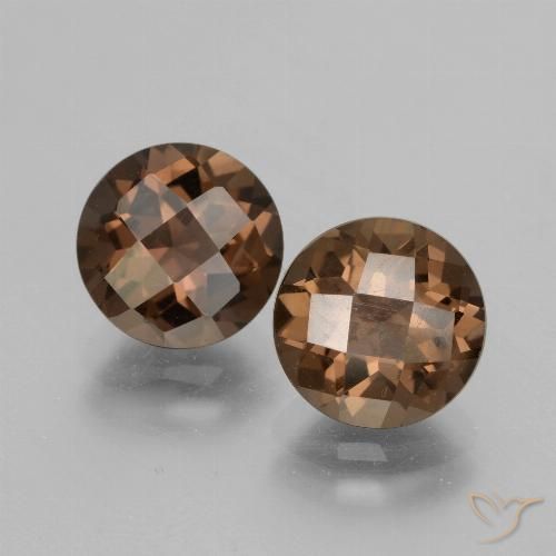 3.69 ct Round Checkerboard Smoky Quartz, 8 mm From Brazil, Photo A