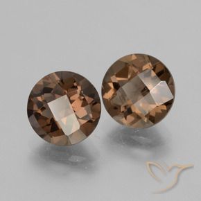 3.69 ctw Brown Smoky Quartz Stones, Natural Smoky Quartz in Round Checkerboard Shape for Sale