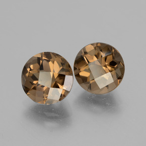 3.31 ctw Brown Smoky Quartz Stones, Natural Smoky Quartz in Round Checkerboard Shape for Sale
