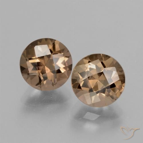 3.86 ct Round Checkerboard Smoky Quartz, 8 mm From Brazil, Photo A