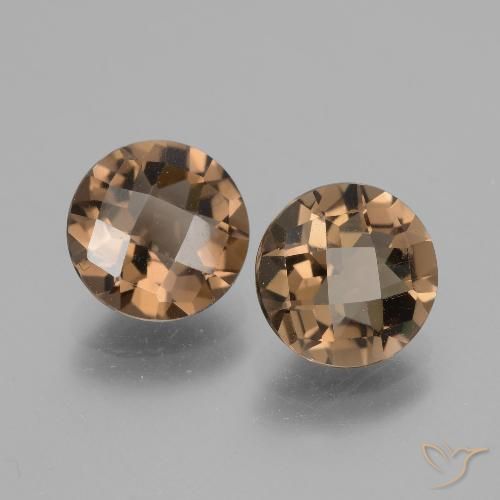 3.3 ct Round Checkerboard Smoky Quartz, 8 mm From Brazil, Photo A