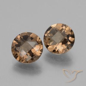 3.30 ctw Brown Smoky Quartz Stones, Natural Smoky Quartz in Round Checkerboard Shape for Sale