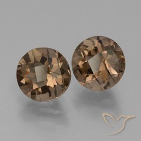 3.84 ctw Brown Smoky Quartz Stones, Natural Smoky Quartz in Round Checkerboard Shape for Sale