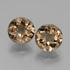 Medium-Light Brown Smoky Quartz Gem - 1.8ct Round Checkerboard (ID: 428213)