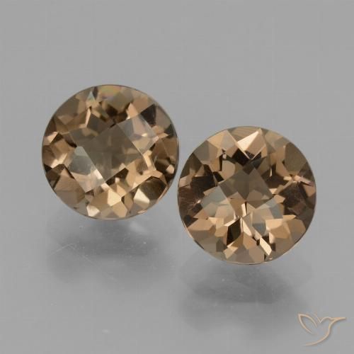 Chocolate Brown Smoky Quartz Gem - 1.8ct Round Checkerboard (ID: 428214)