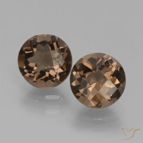 3.66 ct Round Checkerboard Smoky Quartz, 7.8 mm From Brazil, Photo A