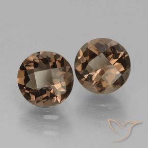 3.66 ctw Brown Smoky Quartz Stones, Natural Smoky Quartz in Round Checkerboard Shape for Sale