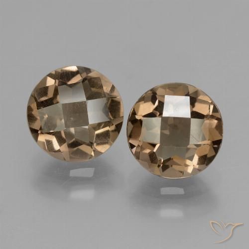 3.34 ct Round Checkerboard Smoky Quartz, 7.9 mm From Brazil, Photo A