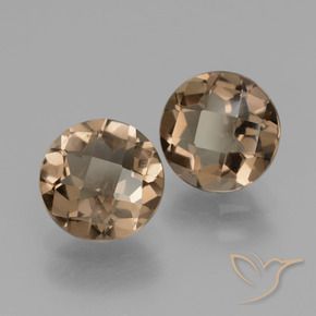 3.34 ctw Brown Smoky Quartz Stones, Natural Smoky Quartz in Round Checkerboard Shape for Sale
