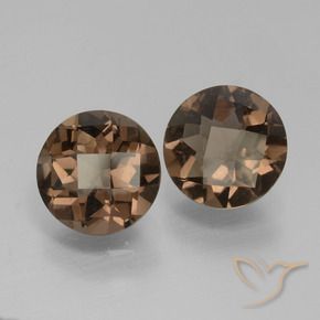 3.21 ctw Brown Smoky Quartz Stones, Natural Smoky Quartz in Round Checkerboard Shape for Sale
