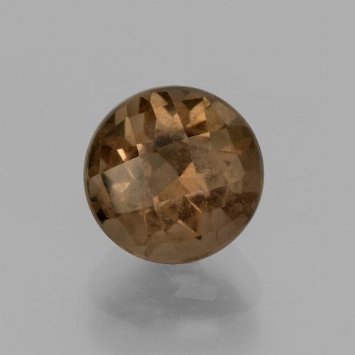 7.9mm Round Brown Smoky Quartz from Brazil, Weight of 1.98ct, Natural untreated Gemstone in VS Clarity, 1pc Round Checkerboard Smoky Quartz - Color: Gingerbread Brown, Mohs Hardness of 7 suitable for daily wear jewelry, Photo A