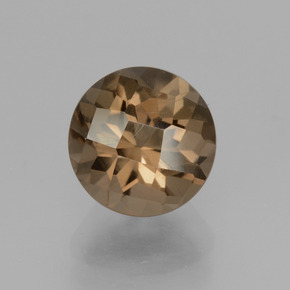 2.02 ct Brown Smoky Quartz Gemstone, Smoky Quartz Gem in Round Checkerboard Shape for Sale.