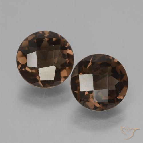 Hickory Brown Smoky Quartz Gem - 1.6ct Round Checkerboard (ID: 428328)