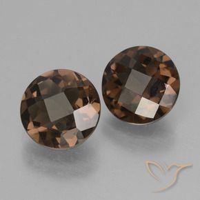 3.22 ctw Brown Smoky Quartz Stones, Natural Smoky Quartz in Round Checkerboard Shape for Sale