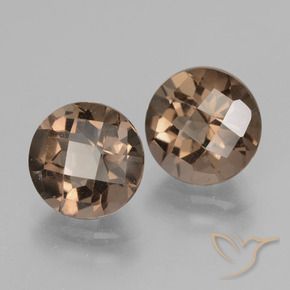 3.81 ctw Brown Smoky Quartz Stones, Natural Smoky Quartz in Round Checkerboard Shape for Sale
