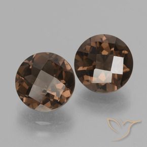 3.58 ctw Brown Smoky Quartz Stones, Natural Smoky Quartz in Round Checkerboard Shape for Sale