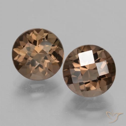 Medium Brown Smoky Quartz Gem - 2ct Round Checkerboard (ID: 428334)