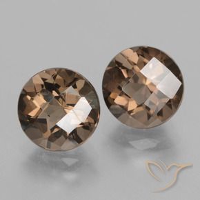 3.91 ctw Brown Smoky Quartz Stones, Natural Smoky Quartz in Round Checkerboard Shape for Sale