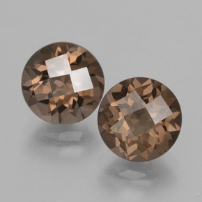 Medium Brown Smoky Quartz Gem - 1.9ct Round Checkerboard (ID: 428335)