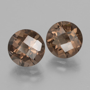 3.76 ctw Brown Smoky Quartz Stones, Natural Smoky Quartz in Round Checkerboard Shape for Sale