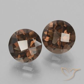 3.68 ctw Brown Smoky Quartz Stones, Natural Smoky Quartz in Round Checkerboard Shape for Sale