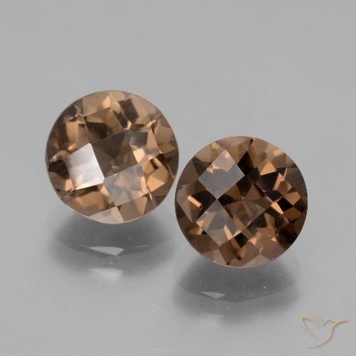 3.88 ct Round Checkerboard Smoky Quartz, 7.9 mm From Brazil, Photo A