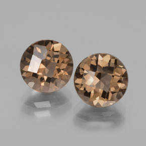 3.71 ctw Brown Smoky Quartz Gemstones, Smoky Quartz Gems in Round Checkerboard Shape for Sale.