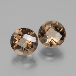 3.71 ctw Brown Smoky Quartz Stones, Natural Smoky Quartz in Round Checkerboard Shape for Sale