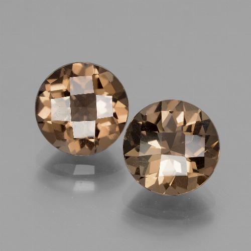Chocolate Brown Smoky Quartz Gem - 1.9ct Round Checkerboard (ID: 428404)