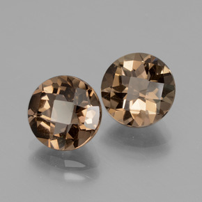 3.82 ctw Brown Smoky Quartz Stones, Natural Smoky Quartz in Round Checkerboard Shape for Sale