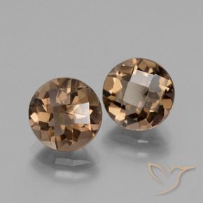 3.59 ctw Brown Smoky Quartz Stones, Natural Smoky Quartz in Round Checkerboard Shape for Sale