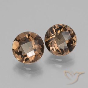 3.54 ctw Brown Smoky Quartz Stones, Natural Smoky Quartz in Round Checkerboard Shape for Sale