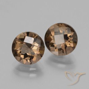 3.63 ctw Brown Smoky Quartz Stones, Natural Smoky Quartz in Round Checkerboard Shape for Sale