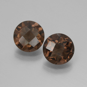 Medium Brown Smoky Quartz Gem - 1.7ct Round Checkerboard (ID: 428481)