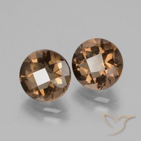 3.78 ctw Brown Smoky Quartz Stones, Natural Smoky Quartz in Round Checkerboard Shape for Sale