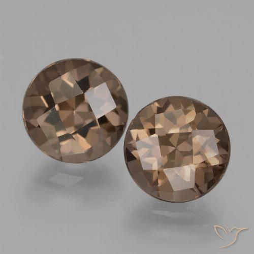 3.72 ct Round Checkerboard Smoky Quartz, 8.1 mm From Brazil, Photo A