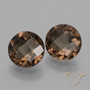3.30 ctw Brown Smoky Quartz Stones, Natural Smoky Quartz in Round Checkerboard Shape for Sale