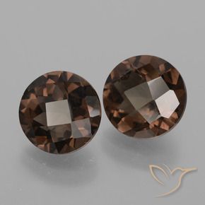 3.57 ctw Brown Smoky Quartz Stones, Natural Smoky Quartz in Round Checkerboard Shape for Sale