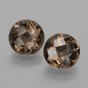 Коричневый Дымчатый Кварц Камень - 1.7ct Круглая Шахматная Огранка (ID: 428523)