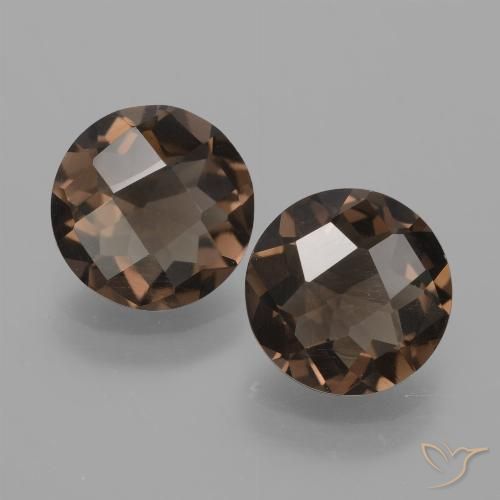 2.8 ct Round Checkerboard Smoky Quartz, 7.8 mm From Brazil, Photo A