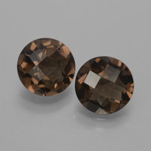 Medium Brown Smoky Quartz Gem - 1.5ct Round Checkerboard (ID: 428526)