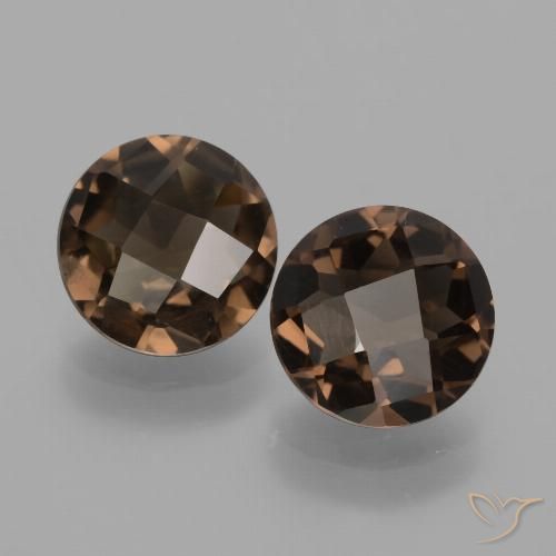 3.16 ct Round Checkerboard Smoky Quartz, 7.9 mm From Brazil, Photo A